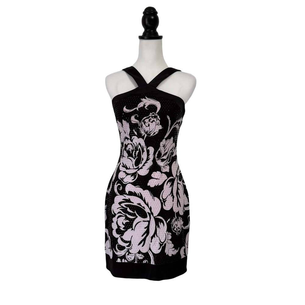 Cache Women's Floral Silk Blend Sequin Mini Dress Size 4